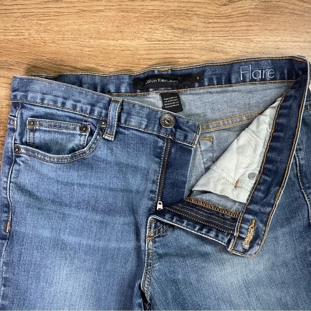 Calvin Klein Jeans Women’s Size 8 Flare Leg High Mid Rise Stretchy Blue - Picture 9 of 16